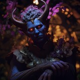 Fantasy Demon Man with Horns D&D Generative Illustration