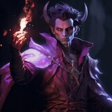 Fantasy Demon Man with Horns D&D Generative Illustration