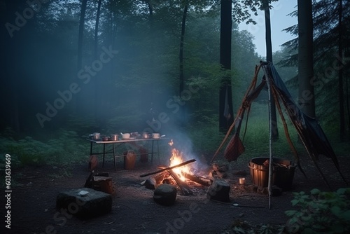 camping from out of ones daily life on the forest night
