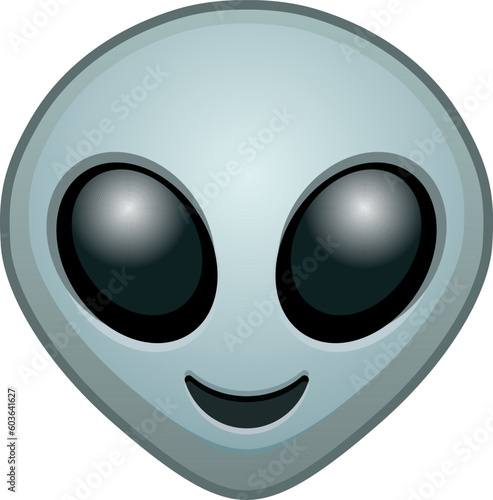 Top quality emoticon. Alien emoji, emoticon. Face of alien. Yellow face emoji. Popular element. Detailed emoji icon from the Telegram app.