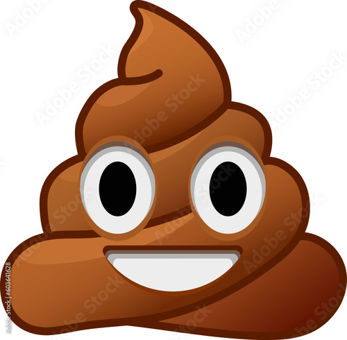 Top quality emoticon. Brown dung with eye and mouth icon. Yellow face emoji. Popular element. Detailed emoji icon from the Telegram app.
