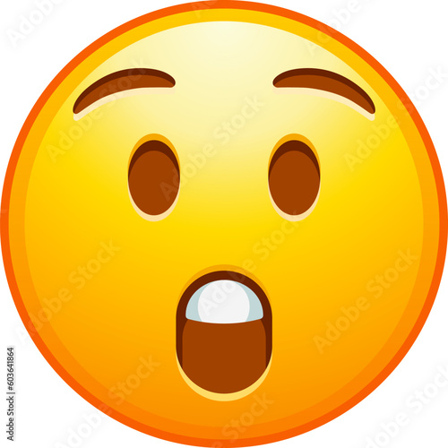 Top quality emoticon. Astonished emoji. Shocked emoticon with gasping face. Yellow face emoji. Popular element. Detailed emoji icon from the Telegram app.