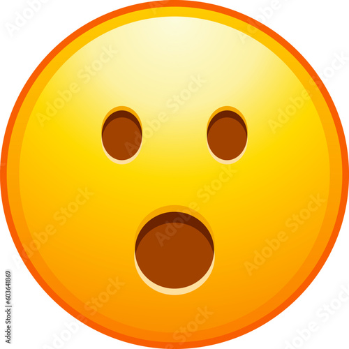 Top quality emoticon. Astonished emoji. Shocked emoticon with gasping face. Yellow face emoji. Popular element. Detailed emoji icon from the Telegram app.