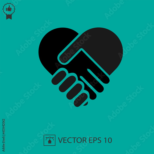 Handshake symbol forming a heart vector icon eps 10.