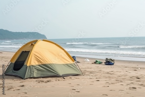 camping from out of ones daily life on the beach morning