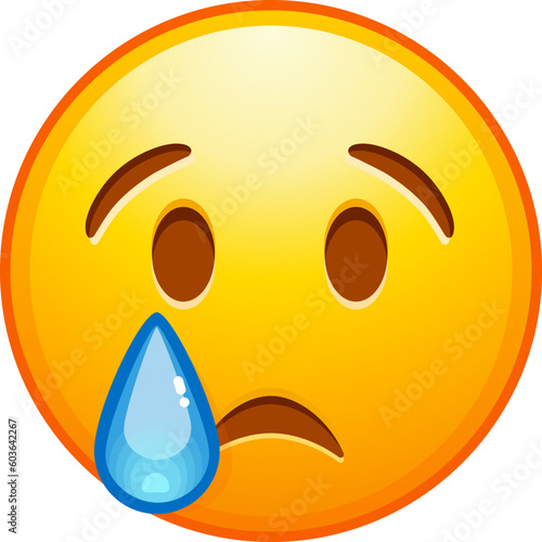 Crying emoji. Sad emoticon face with tear drop. Detailed emoji icon from the Telegram app.