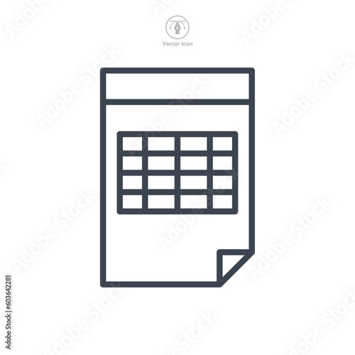 spreadsheet icon symbol template for graphic and web design collection logo vector illustration