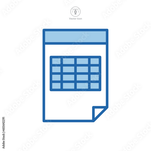 spreadsheet icon symbol template for graphic and web design collection logo vector illustration