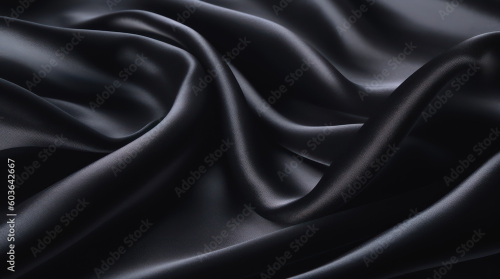Obraz premium Black silk background. Generative AI.