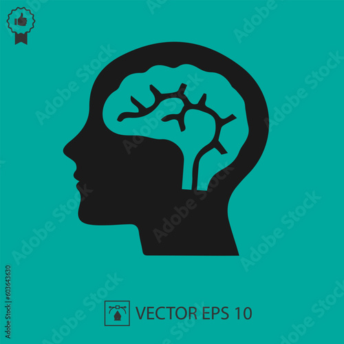 Tapety artystyczne Head with brain vector icon eps 10.