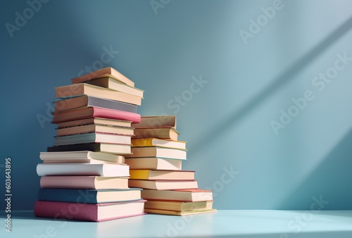 books on blue background