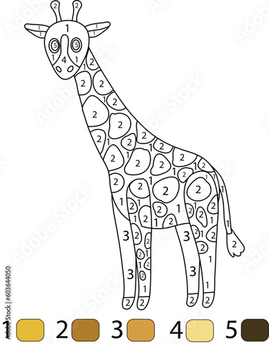 Giraffe Color By Number Coloring Pages