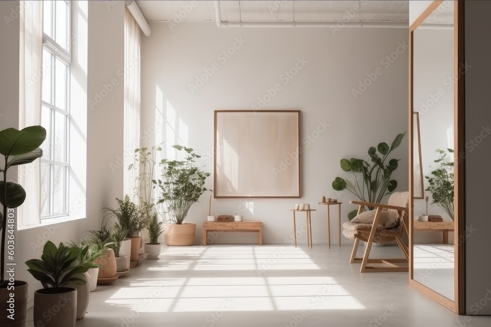 Cuadro en interior. Sostenible. Mockup. IA generativa, generativa, IA Cuadro en interior. Sostenible. Mockup. IA generativa, generativa, IA