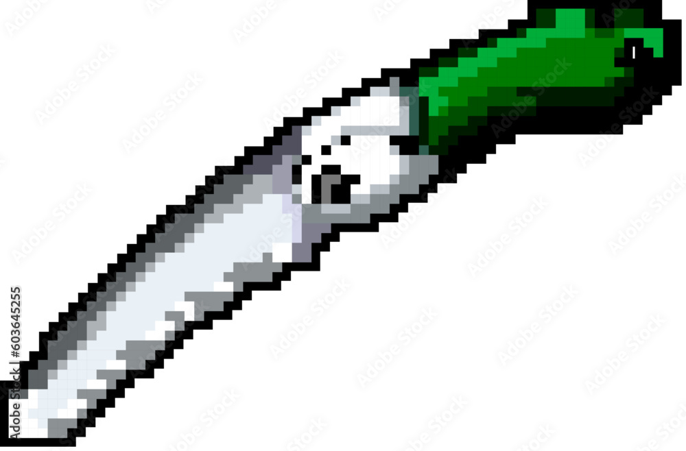 Fototapeta premium tool saw hand game pixel art retro vector. bit tool saw hand. old vintage illustration