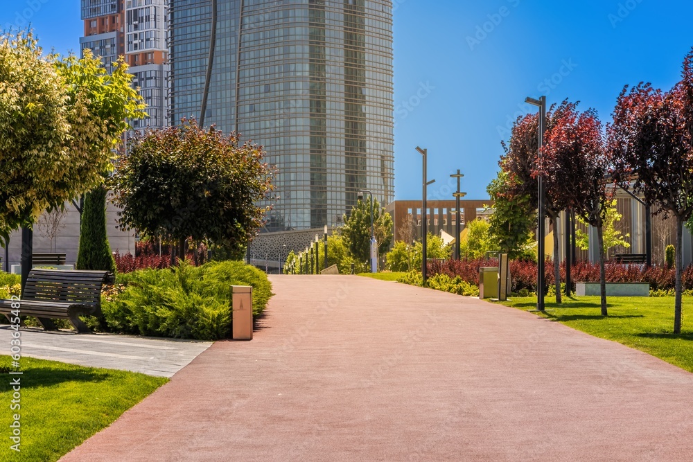 A beautiful path in the city for outdoor activities, walking and comfortable pastime
