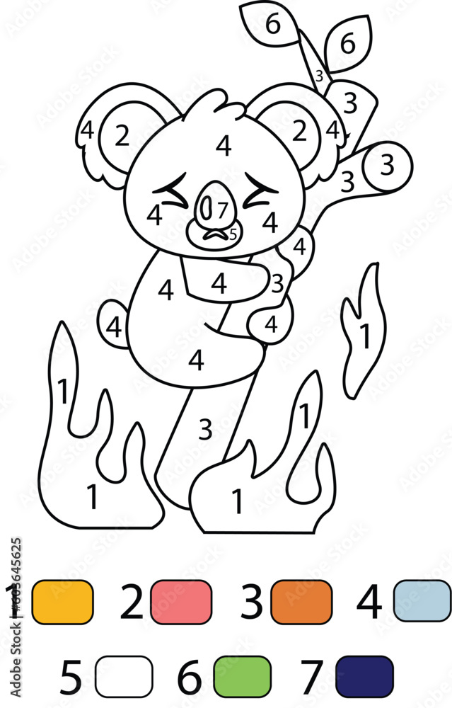 Naklejka premium Koala Color By Number Coloring Pages