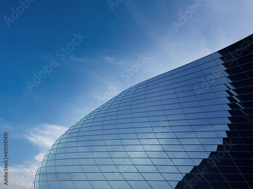 3D render of futuristic architecture  Skyscraper building with curve glass window.