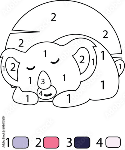 Koala Color By Number Coloring Pages