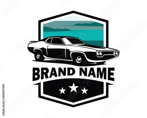1971 gtx plymouth car silhouette. isolated white background view from side. Best for logo, badge, emblem, icon, sticker design, car industry. available in eps 10.