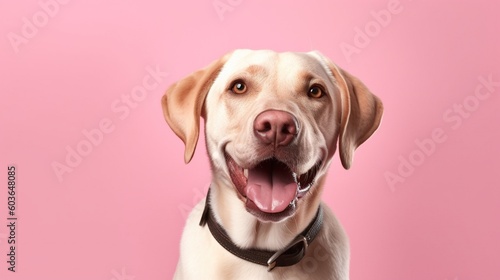 Labrador retriever dog isolated on pink background.Generative Ai