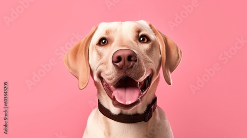 Labrador retriever dog isolated on pink background.Generative Ai