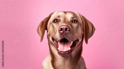 Labrador retriever dog isolated on pink background.Generative Ai © Rudsaphon