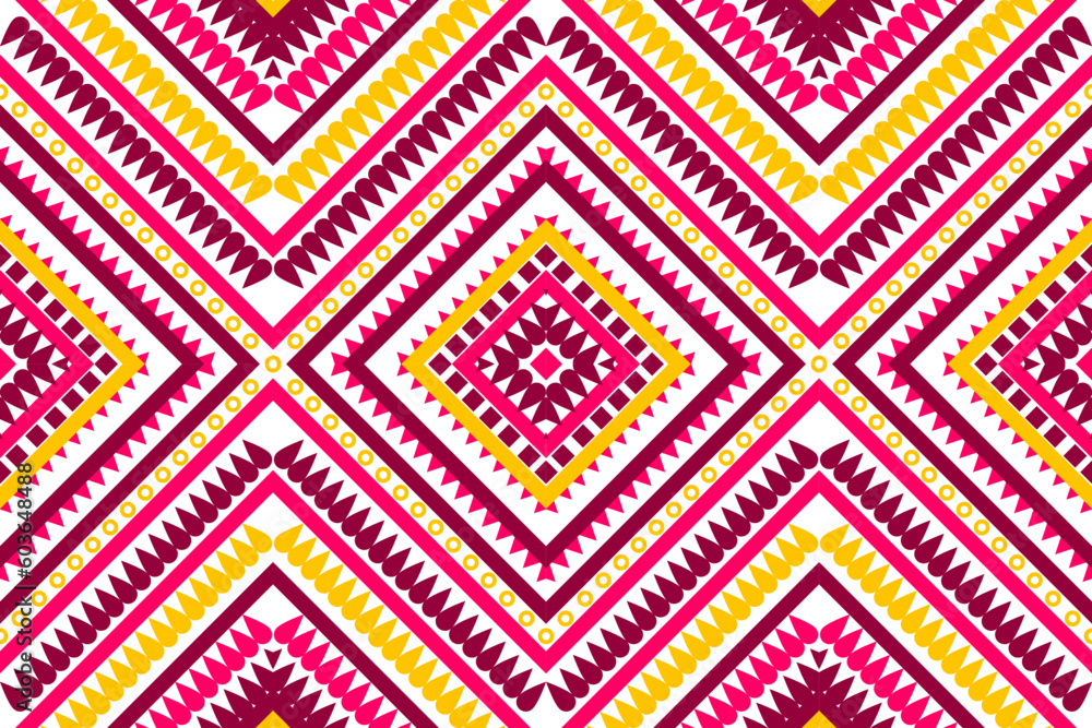 Seamless design pattern, traditional geometric pattern red, yellow, white pink, white vector illustration design, abstract fabric pattern, aztec style for textiles, wallpaper Seamless design pattern, traditional geometric pattern red, yellow, white pink, white vector illustration design, abstract fabric pattern, aztec style for textiles, wallpaper