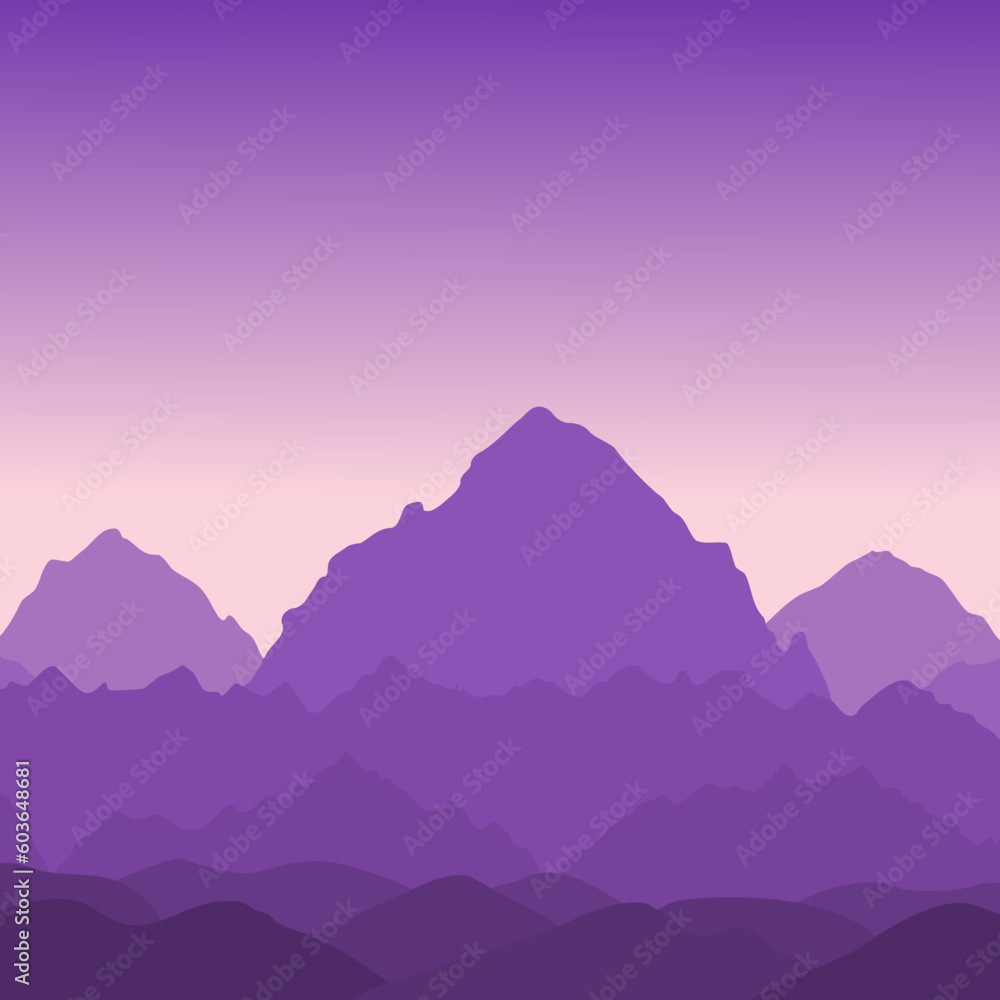 Mountain landscape purple vector background
