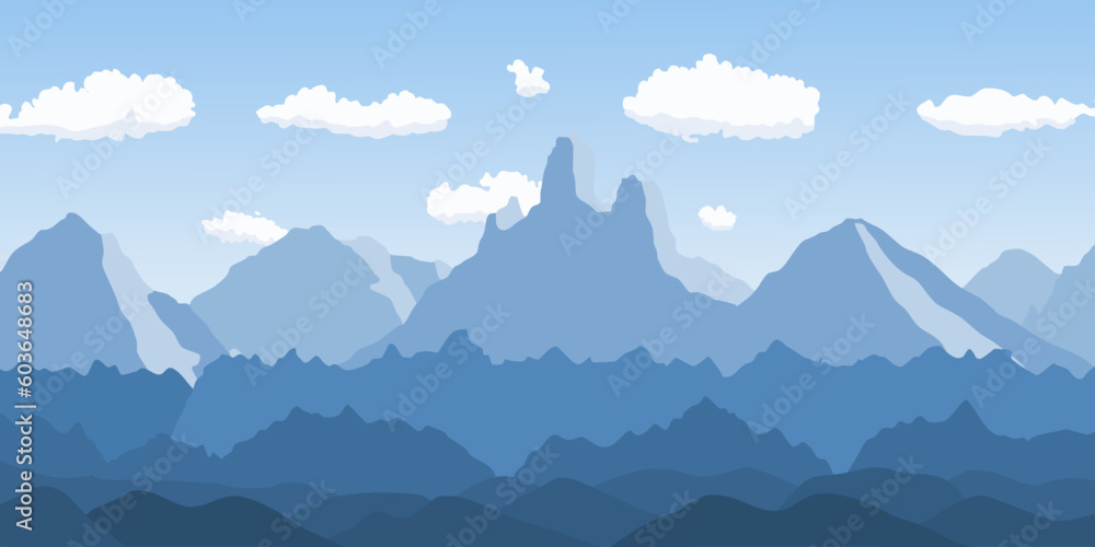 Mountain landscape - rows of mountains vector