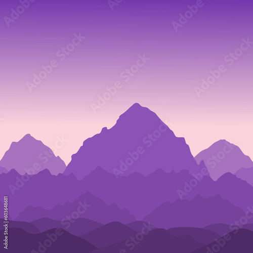 Mountain landscape purple vector background