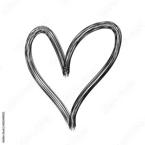 Brush stroke cute heart vector. Heart shape illustration.