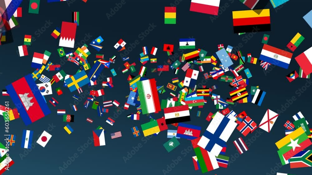 Flags of the World: Vibrant Animated Loop, A Colorful Array of National ...