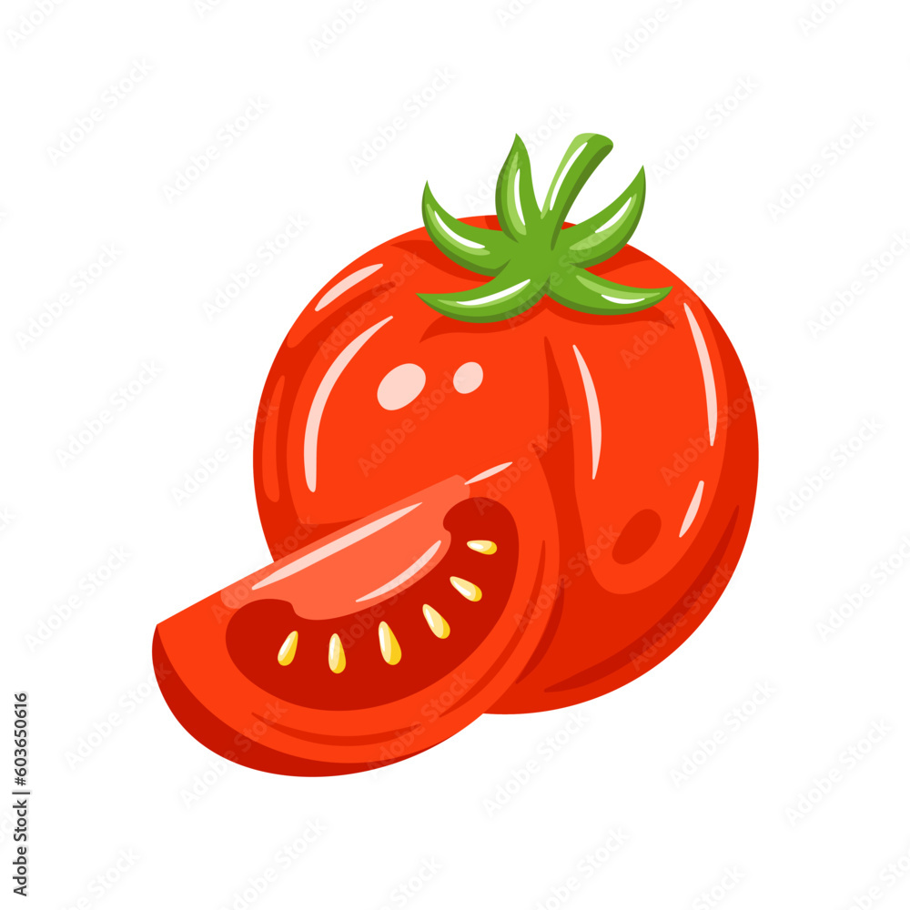 Red tomato isolated on white background. Vector illustration Red tomato isolated on white background. Vector illustration