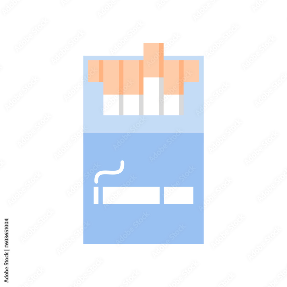 Blue open pack of cigarettes doodle icon flat vector design Blue open pack of cigarettes doodle icon flat vector design