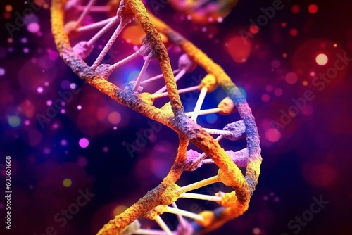 DNA Helix Mutations in 3D Illustration. Generative AI. photo