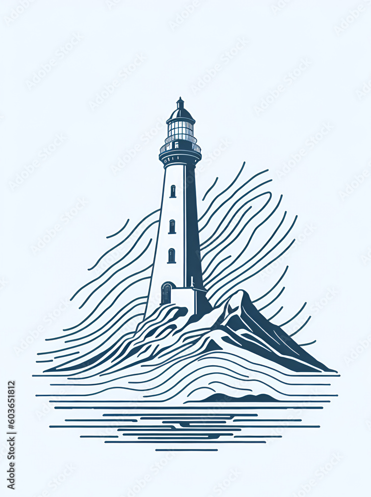 Cartoon Lighthouse. AI generated illustration
