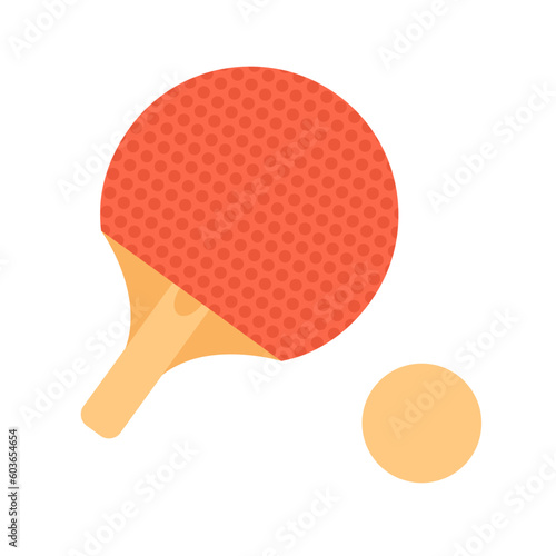 Ping pong paddle with ball semi flat colour vector object. Rubber racquet with pingpong ball. Editable cartoon clip art icon on white background. Simple spot illustration for web graphic design