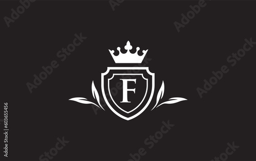 Crown and shield icon and Royal, luxury symbol vector. King, queen abstract geometric logo design 