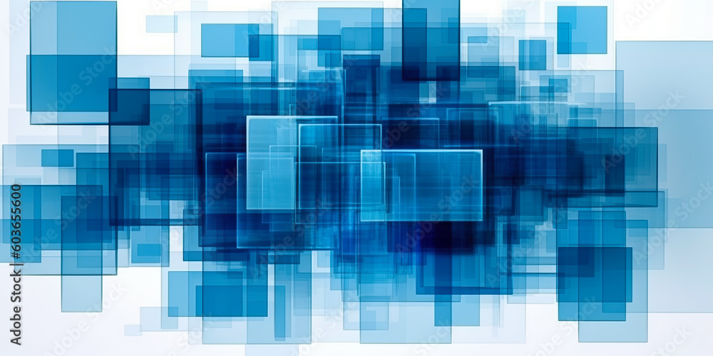 abstract blue squares on a white background, in the style of technology-based art, Generative AI abstract blue squares on a white background, in the style of technology-based art, Generative AI