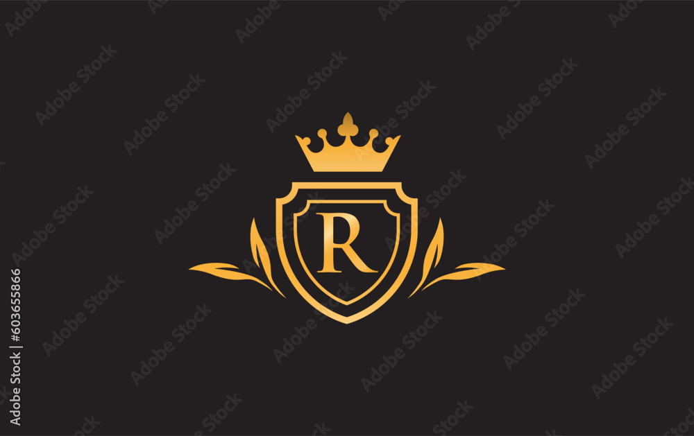 Crown and shield icon and Royal, luxury symbol vector. King, queen abstract geometric logo design Crown and shield icon and Royal, luxury symbol vector. King, queen abstract geometric logo design