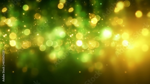 Vibrant Nebula: abstract lights. Abstract lights blur bokeh background. green vivid background, generative AI