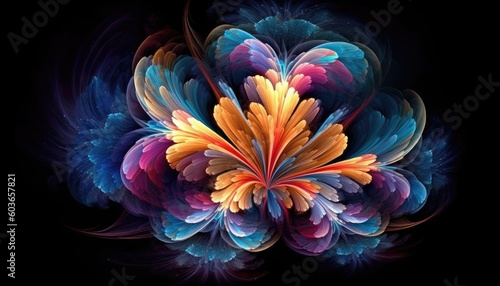 The design features a beautiful abstract, colorful flower. (Generative AI)