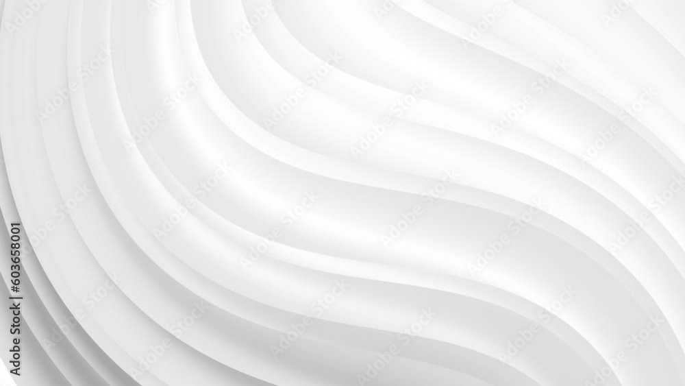 Light grey white curve waves flowing abstract 3d background. Seamless looping animation Light grey white curve waves flowing abstract 3d background. Seamless looping animation