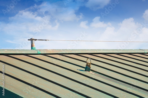 Billede på lærred Horizontal lifeline fall protection system with inox stainless s
