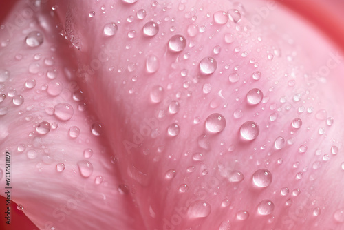 close-up of waterdrop on pink tulip, ai generated