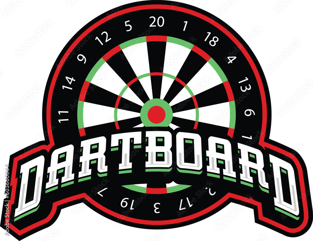 Vetor de Dartboard Logo Design Tournament Mascot Logo Dartboard