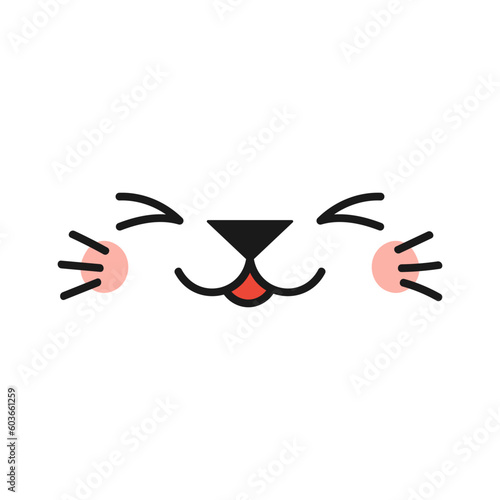 Kawaii cat, kitty face, cute cartoon character illustration. Hand drawn Japanese, anime, manga style design, isolated vector. Kids print element, facial expression, emotion, avatar, icon