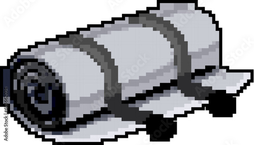 roll camp mat game pixel art retro vector. bit roll camp mat. old vintage illustration