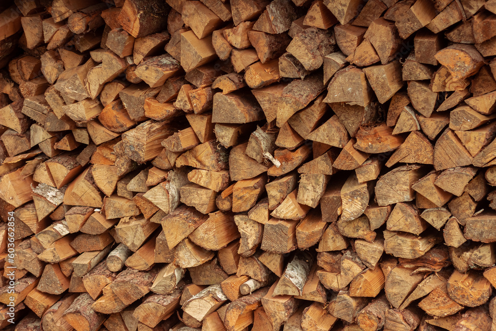 Split birch logs for the fireplace are stacked on top of each other. Wood for a picnic. Betulaceae. Firewood Split birch logs for the fireplace are stacked on top of each other. Wood for a picnic. Betulaceae. Firewood