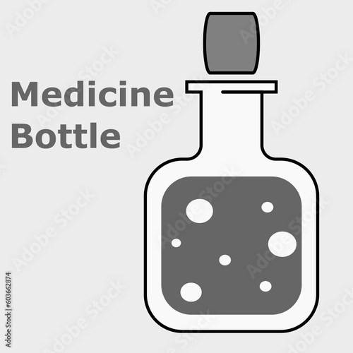 Chemical solution bottles of clinical laboratory testing results.